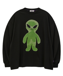 HOODHOOD | エイリアングラフィックオーバーサイズロングスリーブTシャツブラック(Tシャツ/カットソー)