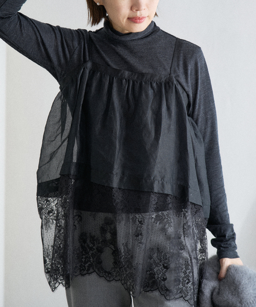 IENA(イエナ)の「《追加》Heriter/エリテ リバーレースキャミソール(シャツ/ブラウス・レディース・ブラック/ホワイト・FREE)」の12枚目の写真