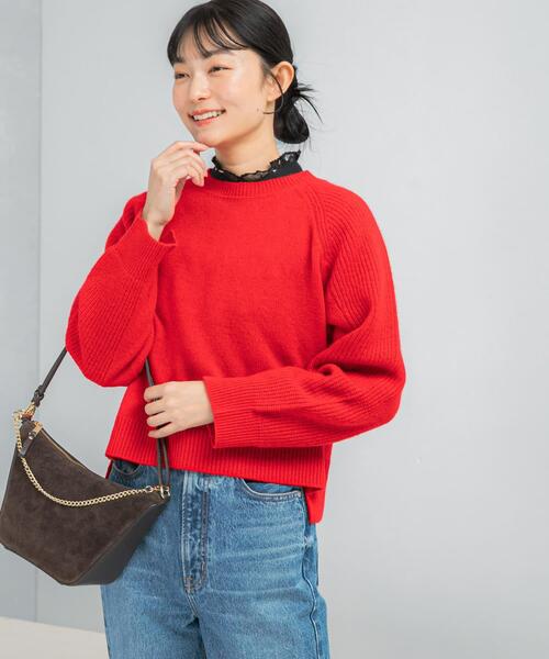 URBAN RESEARCH ROSSO WOMEN（アーバンリサーチ　ロッソ）の「スーパーファインラムズウールショートニット（ニット/セーター・レディース・オフホワイト/レッド/ライトグレー/ブラック・FREE）」の12枚目の写真