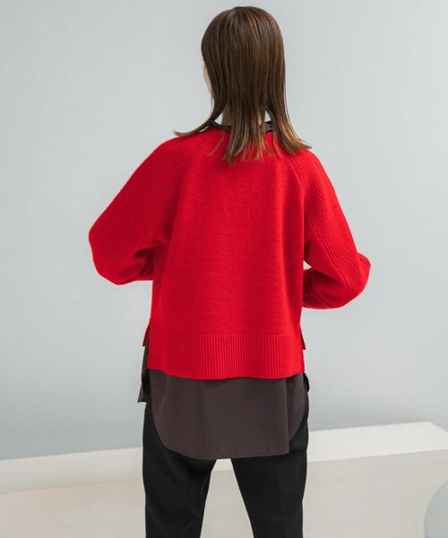 URBAN RESEARCH ROSSO WOMEN（アーバンリサーチ　ロッソ）の「スーパーファインラムズウールショートニット（ニット/セーター・レディース・オフホワイト/レッド/ライトグレー/ブラック・FREE）」の16枚目の写真