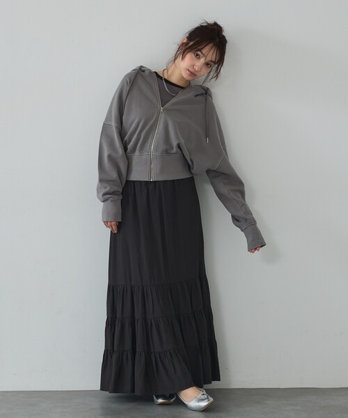 セール】裏毛ピグメントショートジップパーカー（パーカー）｜abahouse