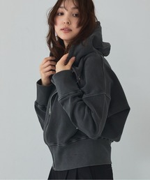 abahouse mavie | 【裏毛】ピグメントショートジップパーカー/ヴィンテージ風/長袖/スウェット/春服(パーカー)