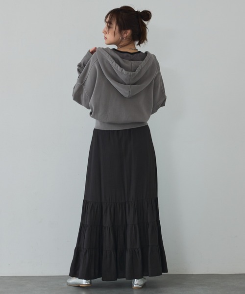 abahouse mavie（アバハウスマヴィ）の「【裏毛】ピグメントショートジップパーカー/ヴィンテージ風/長袖/スウェット/春服（パーカー・レディース・グレー/ブラック・フリー）」の3枚目の写真