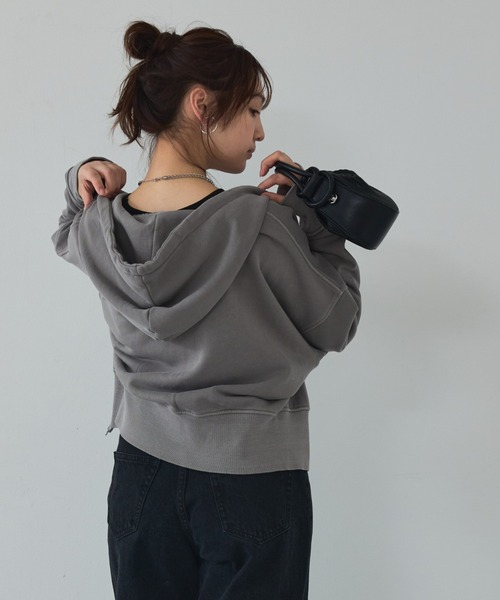 abahouse mavie（アバハウスマヴィ）の「【裏毛】ピグメントショートジップパーカー/ヴィンテージ風/長袖/スウェット/春服（パーカー・レディース・グレー/ブラック・フリー）」の20枚目の写真