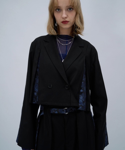 ジャガードラインショートジャケット(HARE)（テーラードジャケット