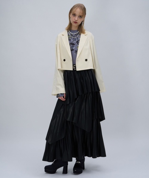 HARE（ハレ）の「ジャガードラインショートジャケット(HARE)（テーラードジャケット・レディース・オフホワイト/ブラック・FREE）」の3枚目の写真