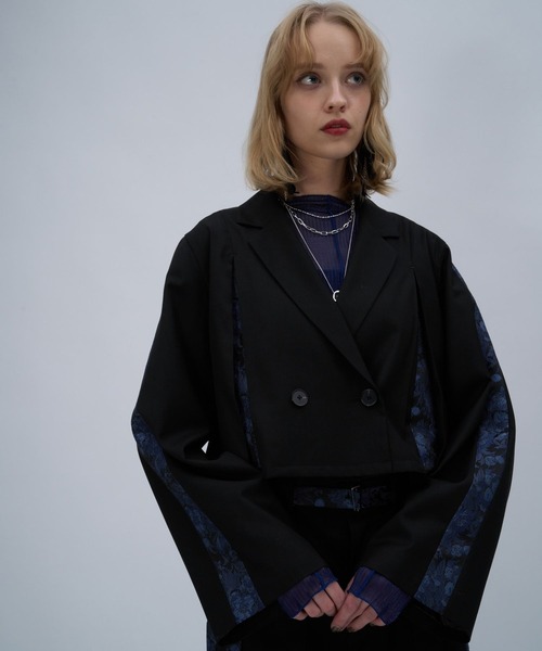 HARE（ハレ）の「ジャガードラインショートジャケット(HARE)（テーラードジャケット・レディース・オフホワイト/ブラック・FREE）」の12枚目の写真