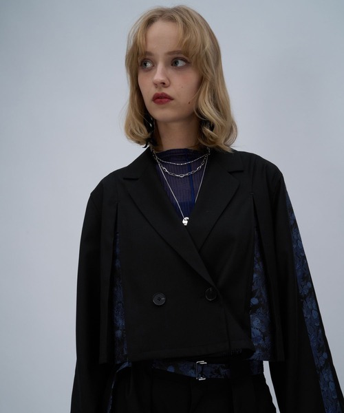 HARE（ハレ）の「ジャガードラインショートジャケット(HARE)（テーラードジャケット・レディース・オフホワイト/ブラック・FREE）」の13枚目の写真