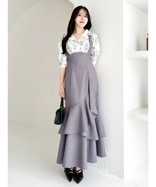 dazzlin(ダズリン)の「レイヤードライクコルセットワンピース(ワンピース・レディース・ベージュ/ライトグレー・SMALL/MEDIUM)」の7枚目の写真