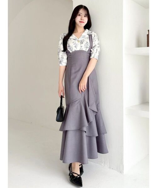 dazzlin(ダズリン)の「レイヤードライクコルセットワンピース(ワンピース・レディース・ベージュ/ライトグレー・SMALL/MEDIUM)」の8枚目の写真