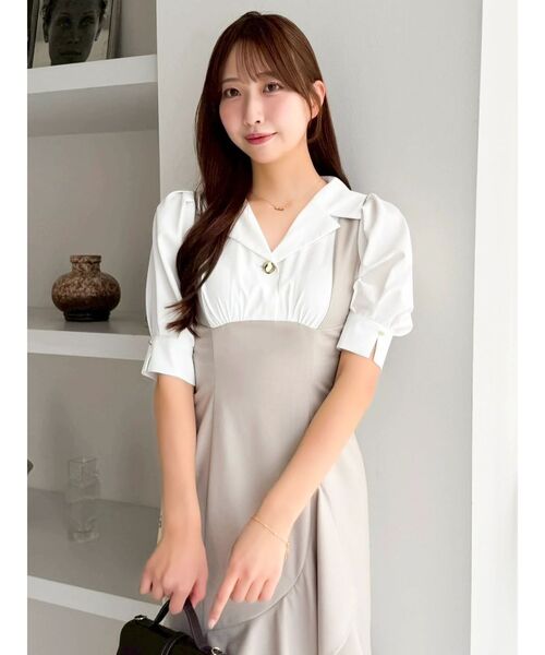dazzlin(ダズリン)の「レイヤードライクコルセットワンピース(ワンピース・レディース・ベージュ/ライトグレー・SMALL/MEDIUM)」の16枚目の写真