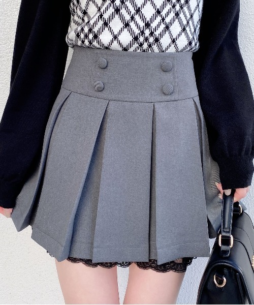 INGNI（イング）の「レースレイヤープリーツスカパン（スカート・レディース・ブラック/グレー・FREE）」の2枚目の写真