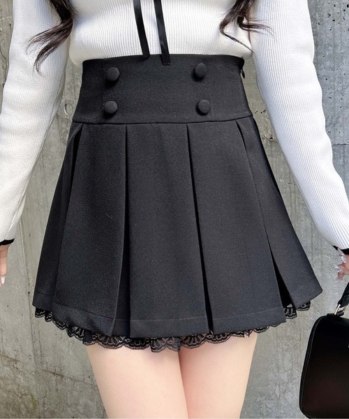 INGNI（イング）の「レースレイヤープリーツスカパン（スカート・レディース・ブラック/グレー・FREE）」の3枚目の写真