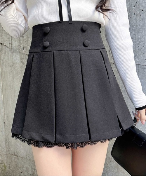 INGNI（イング）の「レースレイヤープリーツスカパン（スカート・レディース・ブラック/グレー・FREE）」の4枚目の写真