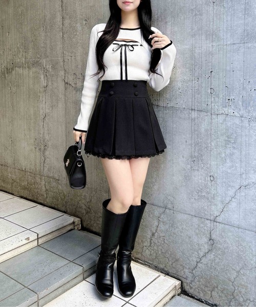 INGNI（イング）の「レースレイヤープリーツスカパン（スカート・レディース・ブラック/グレー・FREE）」の8枚目の写真