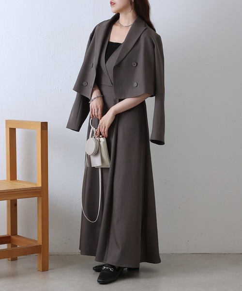 COLONY 2139（コロニートゥーワンスリーナイン）の「カシュクールノースリーブワンピース（ワンピース・レディース・ブラック/グレー/ベージュ・FREE）」の2枚目の写真