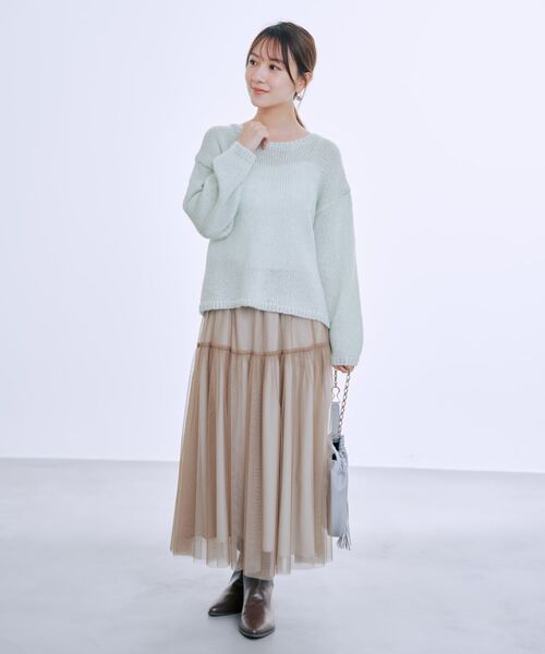 COHINA（コヒナ）の「ビーズヤーンミックスニット 【低身長・小柄女性】（ニット/セーター・レディース・ネイビー/ホワイト/ブルー・ONE SIZE）」の11枚目の写真