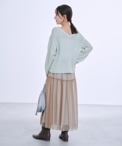 COHINA（コヒナ）の「ビーズヤーンミックスニット 【低身長・小柄女性】（ニット/セーター・レディース・ネイビー/ホワイト/ブルー・ONE SIZE）」の12枚目の写真