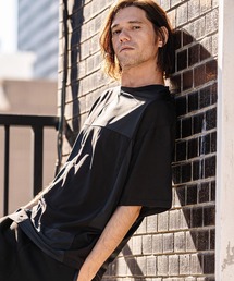 CAMBIO（カンビオ）の「mt10188-Mixed Material Vertical and Horizontal Patchwork Tee Tシャツ(S64626cmb)（Tシャツ/カットソー）」