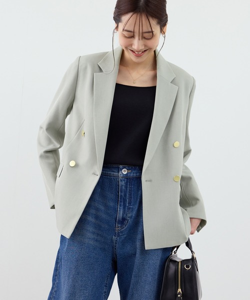 ROPE' PICNIC（ロペピクニック）の「クリアツイル金ボタンジャケット/セレモニー・セットアップ対応（テーラードジャケット・レディース・グレー/ベージュ系その他2/グリーン系その他/ネイビー・M/L）」の4枚目の写真