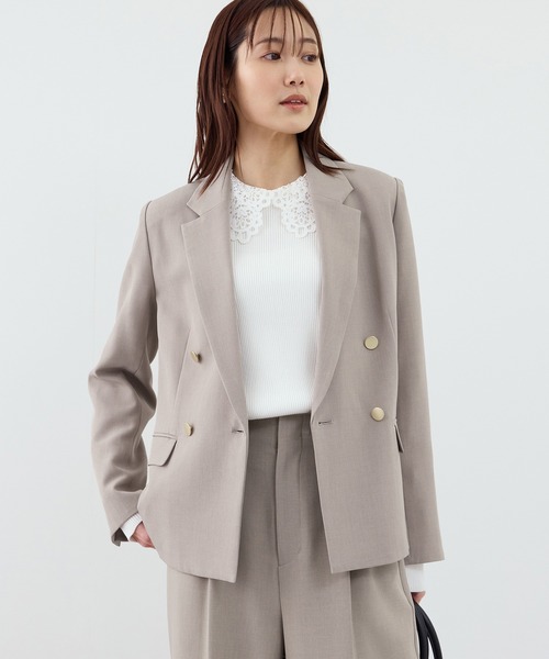 ROPE' PICNIC（ロペピクニック）の「クリアツイル金ボタンジャケット/セレモニー・セットアップ対応（テーラードジャケット・レディース・グレー/ベージュ系その他2/グリーン系その他/ネイビー・M/L）」の3枚目の写真