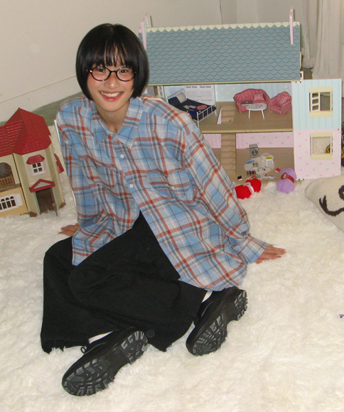 RONRON（ロンロン）の「DOUBLE HEART POCKET CHECK SHIRT BLUE（シャツ/ブラウス・レディース・その他・FREE）」の4枚目の写真