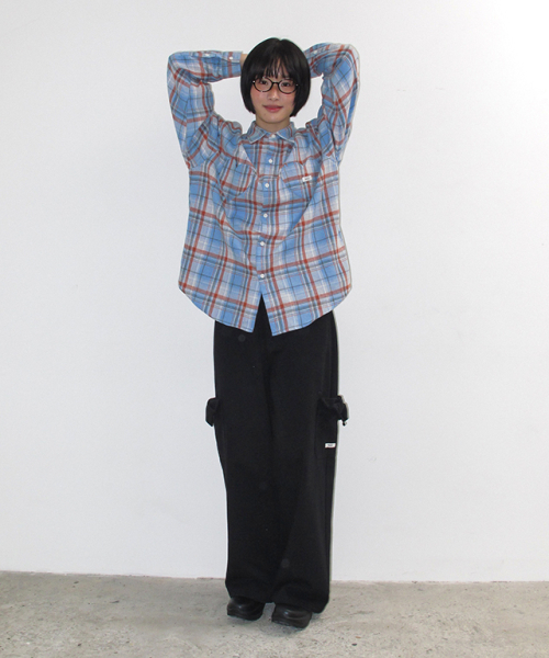 RONRON（ロンロン）の「DOUBLE HEART POCKET CHECK SHIRT BLUE（シャツ/ブラウス・レディース・その他・FREE）」の5枚目の写真