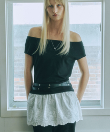 DOFFSEPT（ドフセプト）の「Lace Layered T-shirts in Black（Tシャツ/カットソー）」