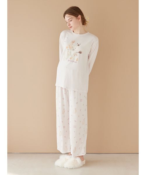 【gelato pique】【LADIES】総柄ロングパンツ ジェラートピケ レディース 接触冷感 フルーツ3柄ロングパンツ