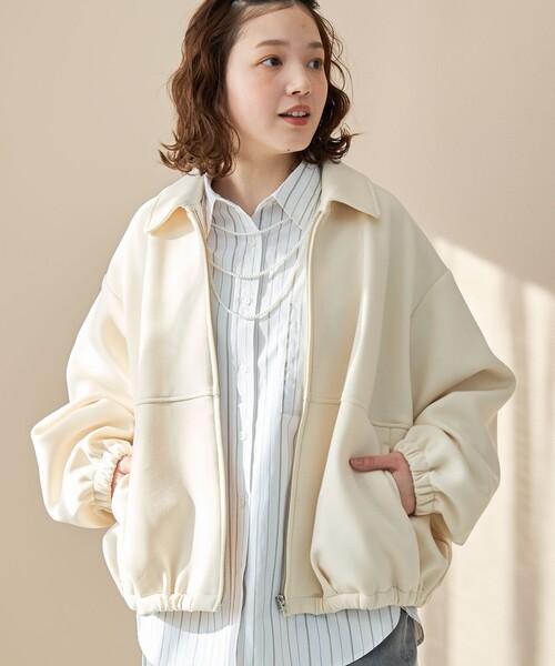 coen(コーエン)の「ダンボール襟付きブルゾン【インフルエンサー紹介アイテム】(ブルゾン・レディース・オフホワイト/ブラック/モカ・FREE)」の1枚目の写真