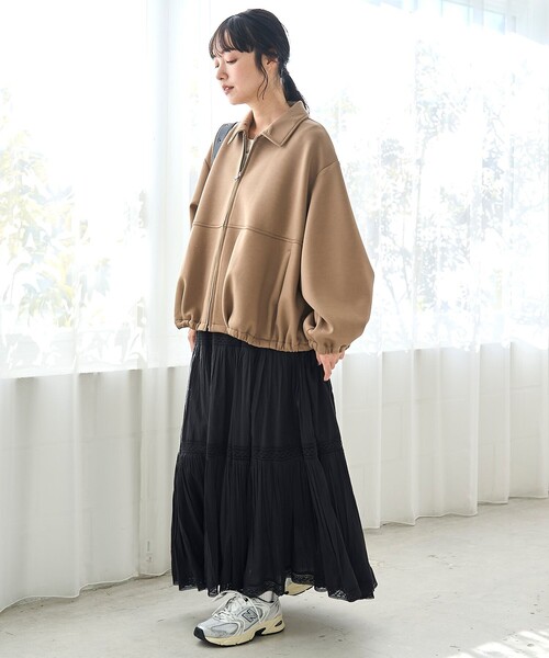 coen(コーエン)の「ダンボール襟付きブルゾン【インフルエンサー紹介アイテム】(ブルゾン・レディース・オフホワイト/ブラック/モカ・FREE)」の17枚目の写真