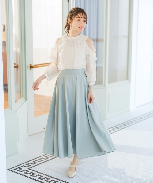 MISCH MASCH（ミッシュマッシュ）の「2026春夏新作 ストライプフレアスカート（スカート・レディース・ブルー/ホワイト/グリーン・M/S）」の20枚目の写真
