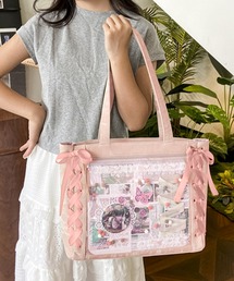 LAYERED(SBG)（レイヤード）の「LAYERED レースアップリボン  推し活 クリア トート（ショルダーバッグ）」