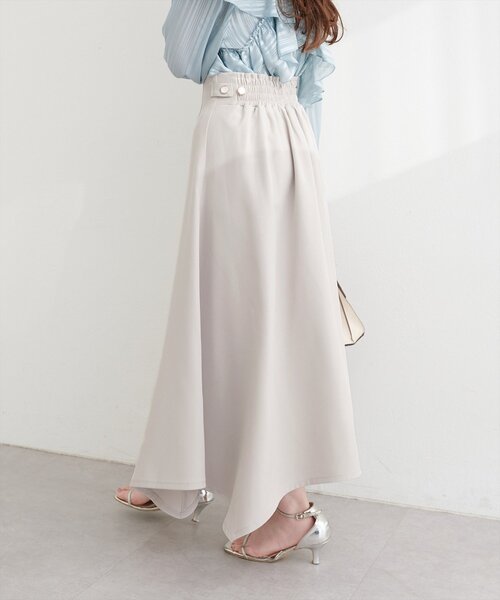 natural couture（ナチュラルクチュール）の「サイド釦イレヘムスカート（スカート・レディース・オフホワイト/グレー/ブラック・FREE）」の3枚目の写真