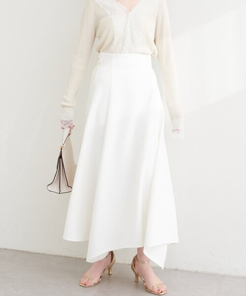 natural couture（ナチュラルクチュール）の「サイド釦イレヘムスカート（スカート・レディース・オフホワイト/グレー/ブラック・FREE）」の4枚目の写真