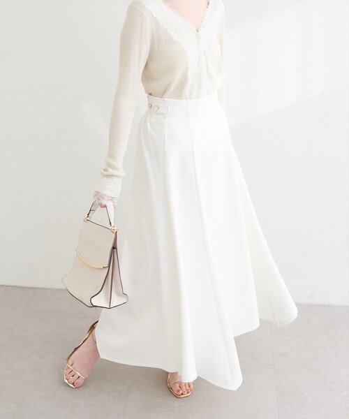 natural couture（ナチュラルクチュール）の「サイド釦イレヘムスカート（スカート・レディース・オフホワイト/グレー/ブラック・FREE）」の5枚目の写真