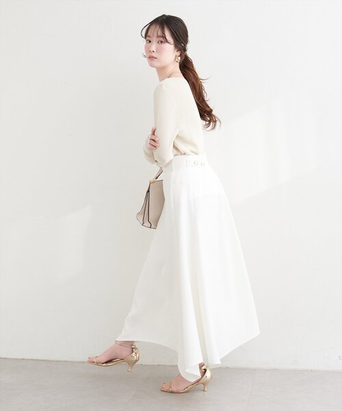 natural couture（ナチュラルクチュール）の「サイド釦イレヘムスカート（スカート・レディース・オフホワイト/グレー/ブラック・FREE）」の8枚目の写真