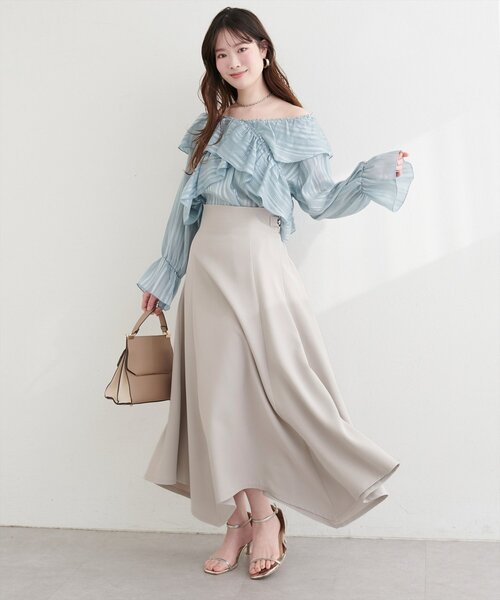 natural couture（ナチュラルクチュール）の「サイド釦イレヘムスカート（スカート・レディース・オフホワイト/グレー/ブラック・FREE）」の14枚目の写真