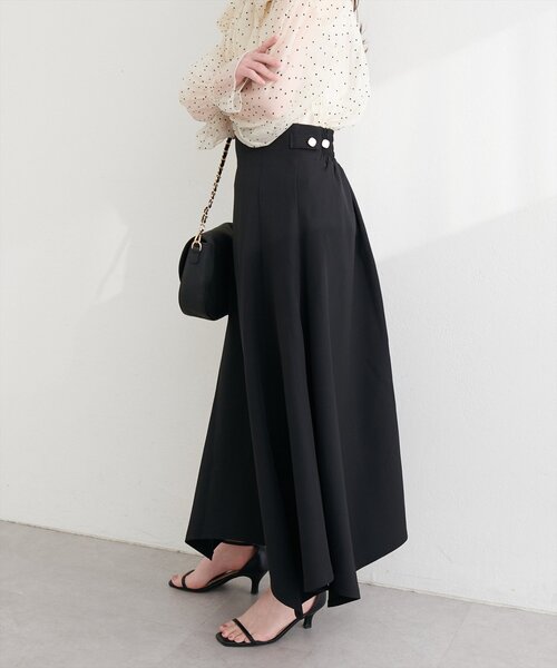 natural couture（ナチュラルクチュール）の「サイド釦イレヘムスカート（スカート・レディース・オフホワイト/グレー/ブラック・FREE）」の17枚目の写真