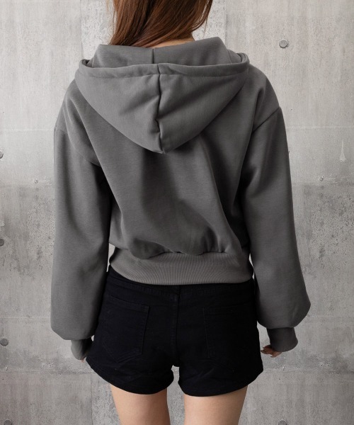 Miniministore(ミニミニストア)の「ジップパーカー裏起毛ショート丈フーディー(パーカー・レディース・ライトグレー/ブラック/ダークグレー・FREE)」の16枚目の写真