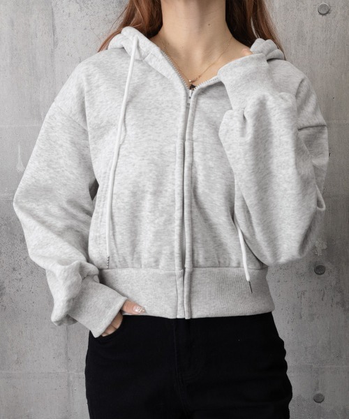 Miniministore(ミニミニストア)の「ジップパーカー裏起毛ショート丈フーディー(パーカー・レディース・ライトグレー/ブラック/ダークグレー・FREE)」の19枚目の写真