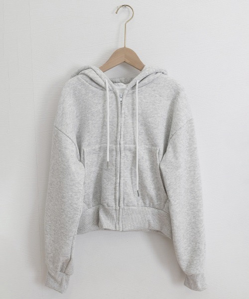 Miniministore(ミニミニストア)の「ジップパーカー裏起毛ショート丈フーディー(パーカー・レディース・ライトグレー/ブラック/ダークグレー・FREE)」の22枚目の写真