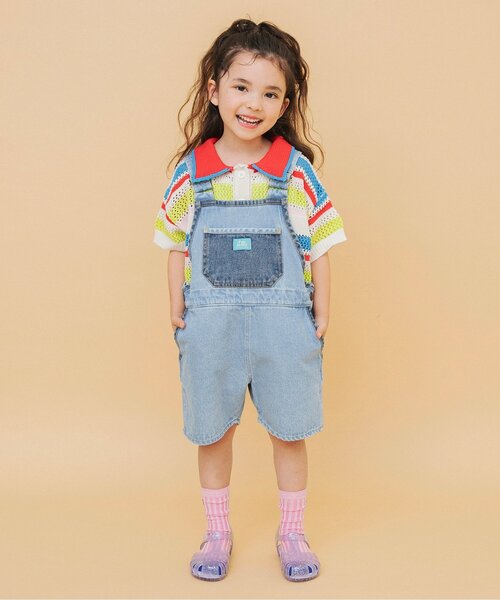 BREEZE（ブリーズ）の「【洗える】Im Jelly ボーダーニットポロ_ジュニア対応（ポロシャツ・キッズ・ブラック/レインボー・100/120/140）」の7枚目の写真