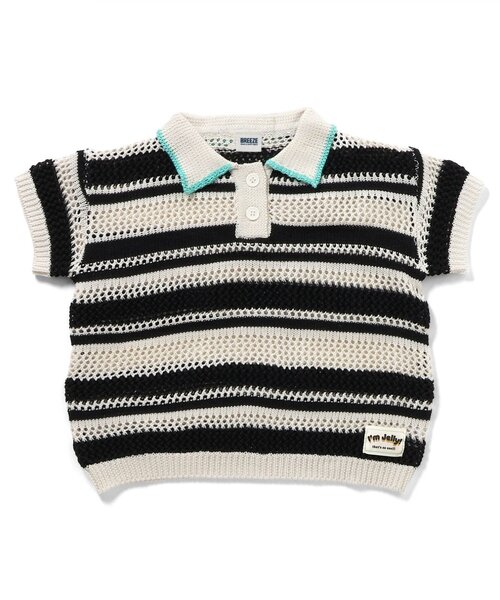 BREEZE（ブリーズ）の「【洗える】Im Jelly ボーダーニットポロ_ジュニア対応（ポロシャツ・キッズ・ブラック/レインボー・100/120/140）」の10枚目の写真