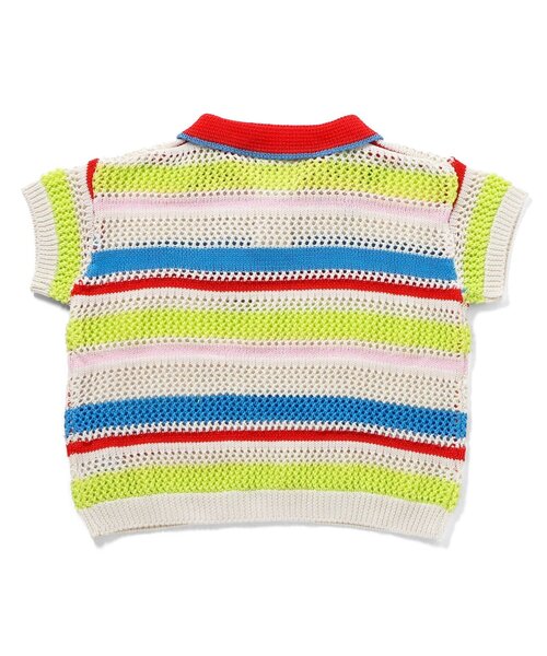 BREEZE（ブリーズ）の「【洗える】Im Jelly ボーダーニットポロ_ジュニア対応（ポロシャツ・キッズ・ブラック/レインボー・100/120/140）」の12枚目の写真