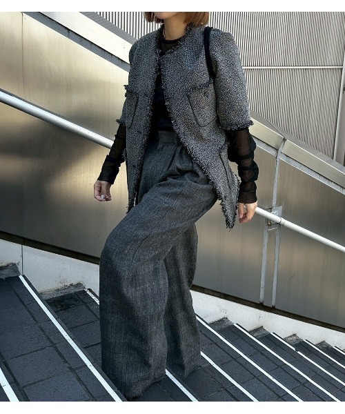 IRENENNE（アイレネ）の「ジャカードタックディテールトラウザー / Jacquard Tuck-Detail Trousers（その他パンツ・レディース・グレー・38/36/34）」の8枚目の写真