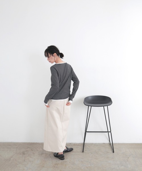 LIAN（リアン）の「ボーダーヘンリーネックプルオーバー（Tシャツ/カットソー・レディース・グレー/オフホワイト/ブラック・FREE）」の18枚目の写真