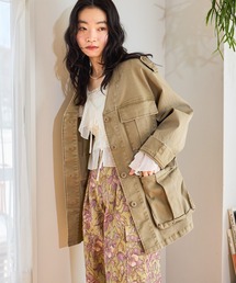 mysty woman | ノーカラーミリタリージャケット 660030(ミリタリージャケット)