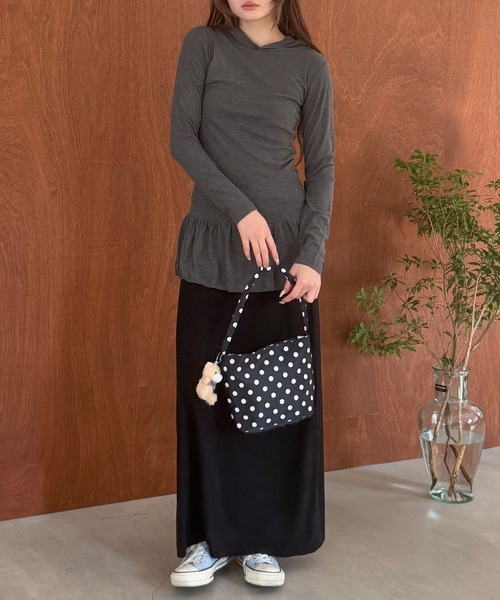 HEILIS(ヘイリス)の「チャーム付きドットハンドバッグ / キーホルダー ドット ワンハンドル バケツ型 水玉 韓国 ブラック ホワイト アイボリー ハンドバッグ(ハンドバッグ・レディース・ブラック/アイボリー・FREE)」の10枚目の写真