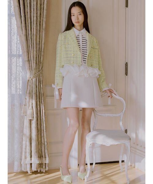 SNIDEL（スナイデル）の「構築ミニスカート（スカート・レディース・ネイビー/アイボリー/カーキ・0/1）」の4枚目の写真